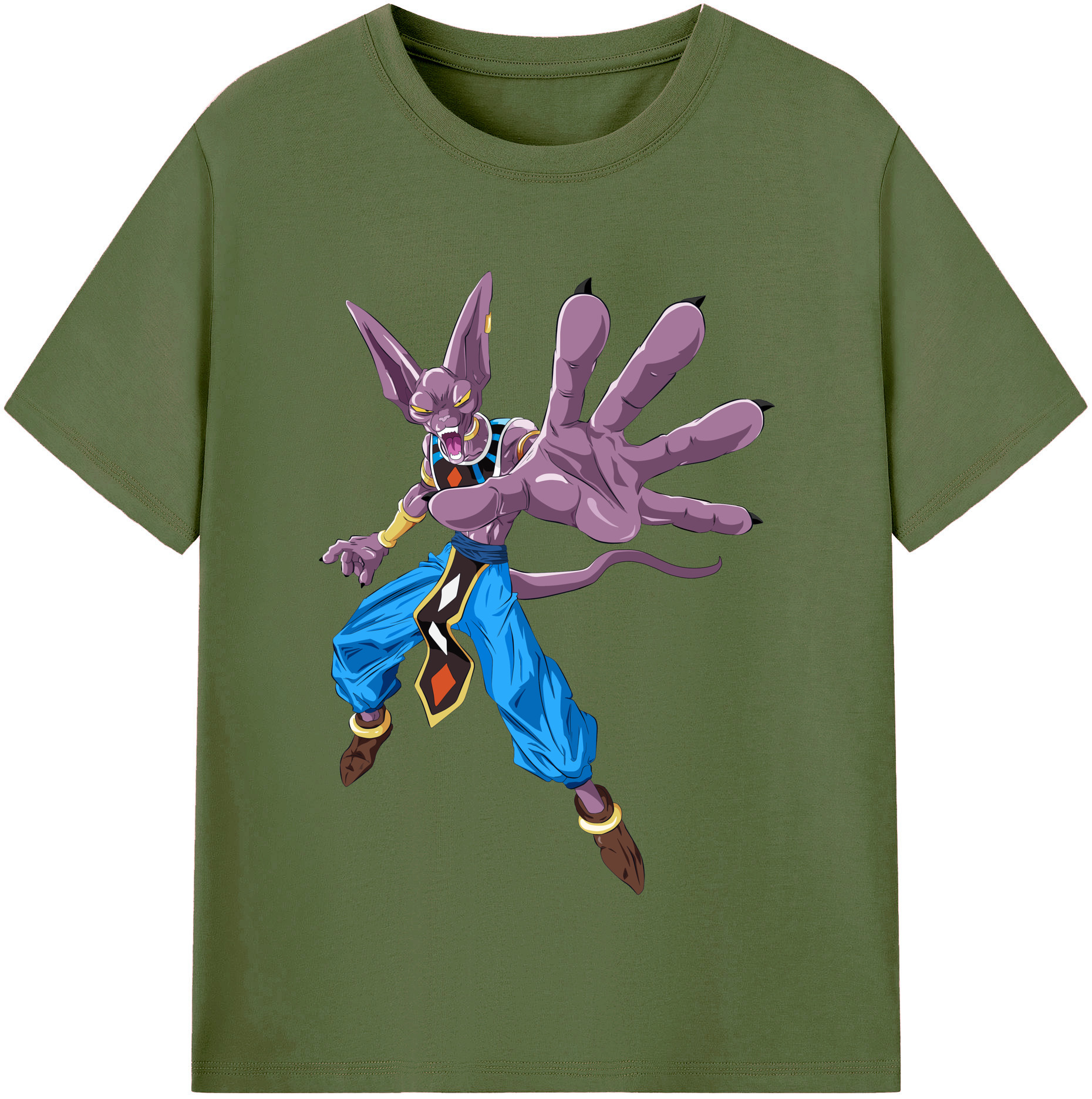 （画像用） ドラゴンボール ビルス 破壊神ビルス DRAGON BALL Beerus Birusu 綿100％半袖Tシャツ（フロントプリント）
